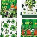 St Patricks Day Kitchen Towels, St. Patrick's Day Dish Towels Set of 4, Green Lucky Shamrock Gnome Hanging Dish Hand Towel for Spring Seasonal Holiday Home Kitchen Decoration Housewarming Gifts