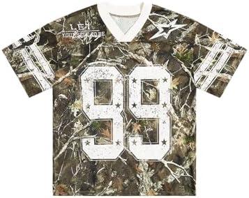SOLY HUX Mens Jersey Y2k Baggy Shirts Graphic Tees Oversized V Neck Tshirts Summer Tops, 3XL