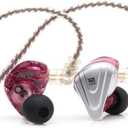 Linsoul KZ ZSX 5BA+1DD 6 Driver Hybrid in-Ear HiFi Earphones with Zinc Alloy Faceplate, Recessed 2 Pin Detachable Cable for Audiophile Musician (Without Mic, Purple)