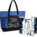 Sieral Social Worker Appreciation Gifts for Women  Difference Maker Large Tote Bag and 20oz Insulated Tumbler Set National Social Work Month Gifts for Mental Health Therapist LCSW(Dark Blue)
