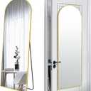 SCWF-GZ 57x20 Door Hanging Full Length Mirror, Floor (Height 5.7ft just Body in1.3ft) or Wall Mounted Metal Frame Arch Dressing Mirrors for Bedroom Bathroom Living Room 57 20 inch Gold  