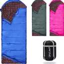 0 Degree Sleeping Bag for Cold Weather,100% Cotton Flannel XXL for Adults Big and Tall Cold Weather Winter Zero Degree Camping,Free Compression Sack (Blue)