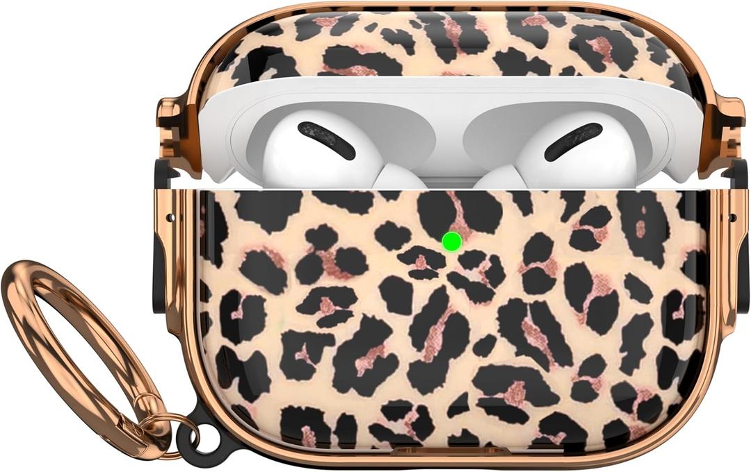 Maxjoy for AirPods Pro 3rd Generation Case with Lock, Lock AirPods Pro 3 Case Protective Hard Cute AirPod Pro 3 Cover for Women Men with Keychain for Airpod Pro 3rd Gen Cover 2025, Leopard