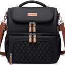 Artelaris Lunch Bag for Women, Large Double Deck Lunch Box Tote for Work, Dual Compartment Insulated Leakproof Lunchbox Cooler for Adult (Black)