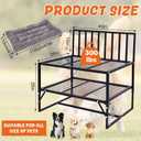 Leinuosen Dog Bunk Bed with Storage Shelf, Height Adjustable Beside Dog Bed for Large Dogs, 44"x39"x28" Heavy Duty Metal Frame Up to 300 LBS, Attaches to Human Beds with Removable Washable Cushion