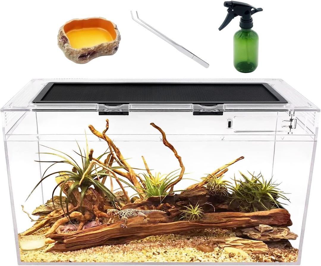 Reptile Growth Reptile Terrarium,10 Gallon Reptile Tank 20" x 10"x 11",for InsectFishTarantulaHermit CrabJumping SpiderIguanaTortoiseLeopard GeckoBearded Dragon