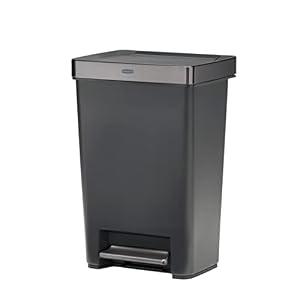 Rubbermaid Premier Series III Step-On Trash Can for Home and Kitchen, with Stainless Steel Rim, 13 Gallon, Charcoal, for Home/ Kitchen/ Garage/ Apartment/ Office