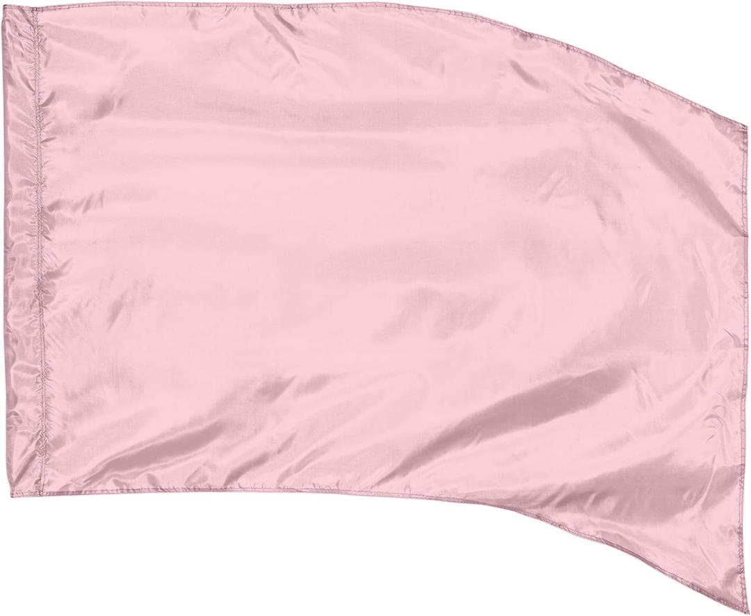 Light Pink Color Guard Flag, Curved Rectangle Solid Color Flag for Practice, Made of Easy to Clean Polyester Habutai
