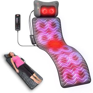 Powermat by Powerfit  Full Body Massage Mat with Detachable Massage Pillow, 9 Intensity Levels, 9 Massage Modes & 3 Heat Therapy Settings | Alleviates Muscle Pain, Improves Circulation, Stress Relief