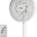 BLACK+DECKER 12-Inch Dual Blade Table Fan with Remote, BFDTD12VW, Desk Fan for Home and Office, Tabletop Fan with 3 Speed Settings, 90-Degree Oscillating Fan with Adjustable Tilt, White