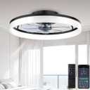 Ceiling Fans with Lights and Remote, 20" Modern Low Profile Ceiling Fan with Light, Stepless Color Temperature Change and 6 Speeds for Bedroom, Kids Room and Living Room (Black)