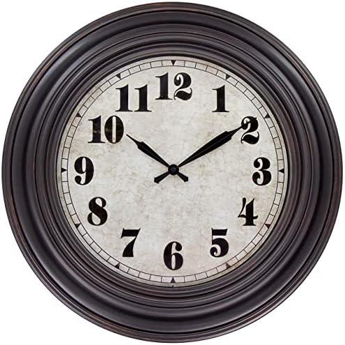 45MinST 20 Inches Retro Round Large Wall Clocks, Silent Non Ticking Battery Operated Movement Easy to Read Wall Clock with Arabic Numerals