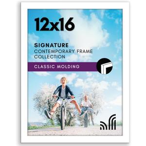 Americanflat 12x16 Picture Frame with Shatter-Resistant Glass - Signature Collection - Gallery-Style Frames Made of Engineered Wood - Photo Frame for Wall Display - White