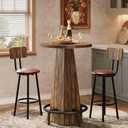 Tribesigns Bistro Pub Table, 37.4" High Round Bar Table for Small Bars, Brown, Height: 37.4 inches, Diameter: 23.7 inches