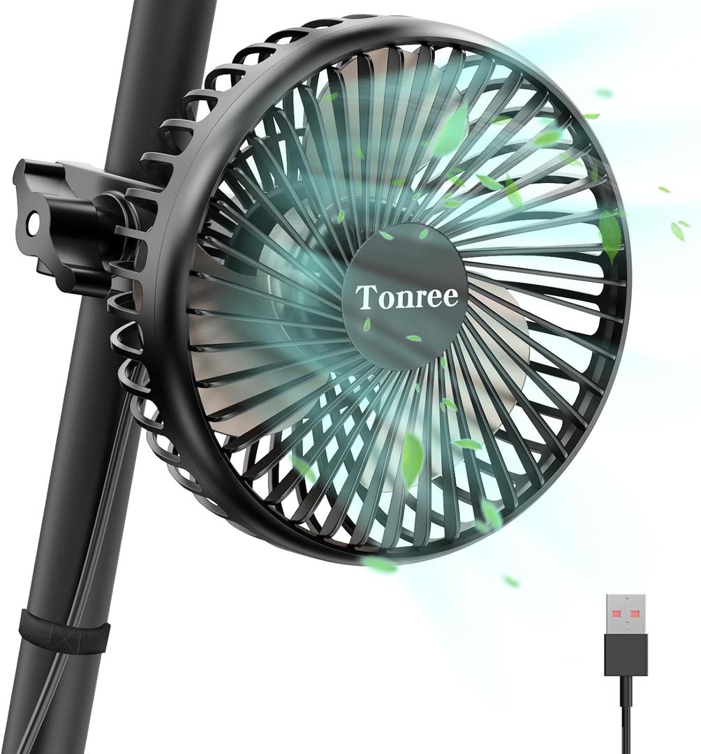 Grow Tent Fan, 5.5" Greenhouse Clip Fan with Brushless Motor and Non-Slip Clamp, Strong Airflow and Low Noise, 360 Tilt, Easy Mount for Plant Hydroponics Circulation Cooling Ventilation Shed
