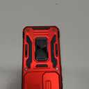 DEERLAMN Case for Samsung Galaxy S25 6.2-Inch with Slide Camera Cover +Screen Protector (1 Pack), Rotated Ring Kickstand Military Grade Shockproof Protective Cover-Red