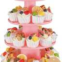 4-Tier Cupcake Stand for 36 CupcakesLarge Plastic Cupcake Tower Stand Cupcakes Holder Tree4 Tiered Dessert Table Stands for PartyReusable Cookie Risers for ChristmasWeddingBirthday Party Events (Pink)