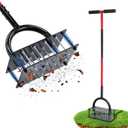 Lawn Aerator Tool, 16 Iron Spikes Manual Grass Aerator Lawn Tool with Spring-Loaded Design & Adjustable T-Handle, Automatic Leaf and Dirt Cleaning Yard Aerator for Loosening Soil Aerating Patio Garden