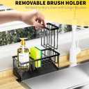 Cisily Kitchen Sink Caddy Organzier with High Brush Holder, Sponge Holder for Sink, 304 Rustproof Stainless, Kitchen Countertop Soap Dispenser Organizer, Kitchen Decor and Accessories (9.25, Black)