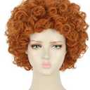 yuehong Adult Short Orange Red Curly Wig Anime Cosplay Costume Hair Soft Breathable Heat Resistant Synthetic Fibers Daily Fashion Party Wig