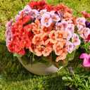 Artificial Flowers Outdoors, 8 Bundles Fake Flowers for Outdoor Planters, Faux Plants with Silk Flowers for Front Porch Decor Garden Patio Home Aesthetic - Mix Pink Red Purple Orange