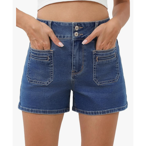 Sidefeel Women's Jean Shorts High Waisted Tummy Control Stretchy Summer Denim Shorts Size 10