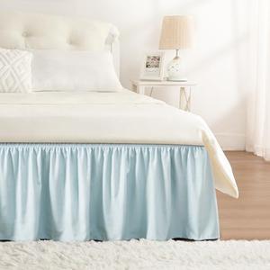 RIMELA Grayish Blue Bed Skirt Queen Size 18 Inch Drop, Wrap Around Elastic Bed skirt, Dust Ruffle for Adjustable Bed Base Machine Washable Easy to Install Bed Skirts