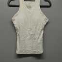 SUUKSESS Women Padded Cotton Ribbed Tank Tops 2025 High Neck Racerback Basic Tops (Medium, Cream White)