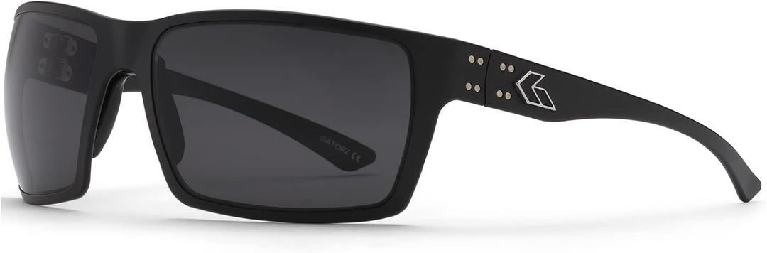 Gatorz Eyewear Marauder Sunglasses Black Anodized/Silver Logo Smoke Lens CNC-Machined Aluminum, Adjustable Fit Made in USA (GZ-12-031)
