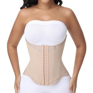 SHAPSHE Waist Trainer For Women Tummy Control Corset Waist Cincher Shapewear Workout Faja Body Shaper With Hooks (Medium, Tan)