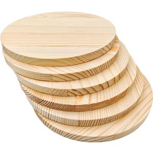 6PCS Pine Circle Plaque, 6x0.4in Blank Unfinished Round Wooden Circles Plaques for Craft Projects, Engraving, Wood Burning, Painting
