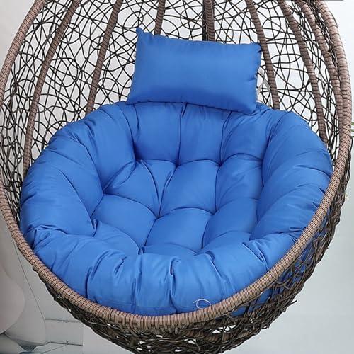 Eoieov Outdoor Egg Chair Cushion Waterproof with Headrest Pillow Blue Thicken Hanging Chair Cushions Replacement for Proch Patio Backyard Furniture