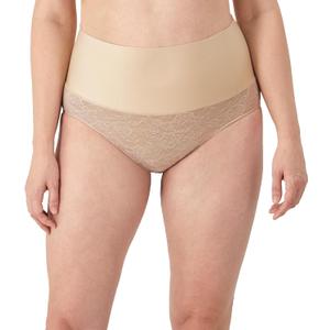 Maidenform Women's High-Waisted Shapewear Underwear - Tummy Control Shaping Brief, Firm Control Panties (Large, Transparent/Nude Lace)