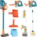 BAYMI Kids Vacuum That Really Works 9Pcs Aged 3+ Kid Cleaning Set for Toddlers Toy Cleaner Kids Broom and Dustpan Set Scrub Brushes Baby Boy Girl Gifts ( 950Blue)