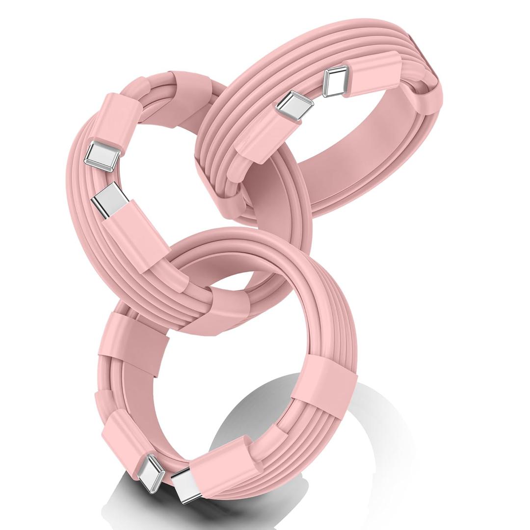 Apple USB C to USB C Charging Cable 3Pack 6ft, USBC Fast Charger Cord, 60W Type-C to Type-C Cable for iPhone 17/16 Pro Max Plus, iPhone 17 Air, iPad Air/Pro Pink