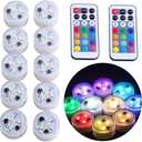 Mini Submersible LED Lights, Waterproof Small LED Tea Lights Candle with Remote Battery Operated,RGB Color Changing for Vase Home Party Wedding Table Centerpieces,10 Pack