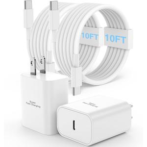 45W Super Fast Charger Type C for iPhone 17 16 15,Samsung S25 S24 Charger Block with 10FT USB C Charging Cord for iPhone 17Air 16 15 Pro Max/Pro/Plus,S25/S24/Ultra-White
