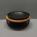 Fruit Basket with Wooden Bamboo Lid - Fruit Bowl For Kitchen Counter - Countertop Bin for Produce Fruits, Potato and Veggie - Metal Wire Baskets For organizing - 11.4"x11.4"x4.5" - Black