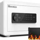 Small Safe, Home Safe Security Box for Money Cash Documents with Fireproof &Waterproof Bag Small Safes for Home Office Dorm with Digital Electronic Keypad & Removable Shelf (0.8 Cubic Feet White) 