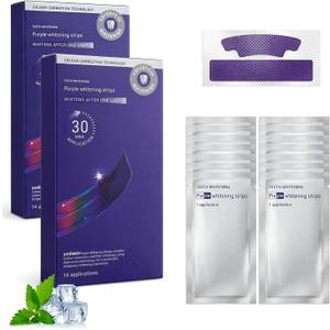 Purple Teeth Whitening Strips Gentle Daily Whitening Strips for Surface Stain Reduction & Natural Shine, Portable Teeth Care Strips for Home or On-the-Go Use (2 Boxes, 28 Strips Each)
