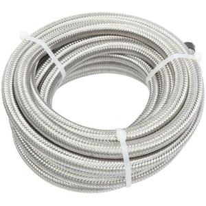 8AN 20Feet Stainless Steel Nylon Braided Fuel Line Hose Oil Gas Hose Oil Line Hose Silver