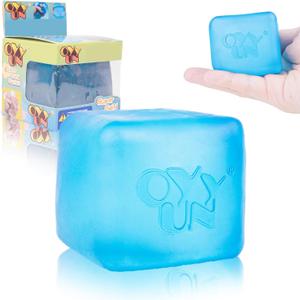 Stress Cube Squishy Stress Balls for Adults Kids Sensory Fidget Toy for Your Best Mellow and Chill -Ice Cubes-Square Shape with Filling (Blue Cube)