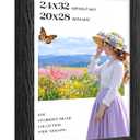 24x32 Poster frame Black, 1.57 Inch Wide Wood Grain Texture, Display Pictures 20x28 with Mat,24 x 32 Picture frame with Black Backing Horizontal or Vertical Wall