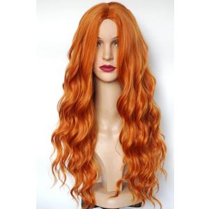 Long ginger red wig,red curly wig synthetic Heat Resistant Fiber 28inches long red braids Costume Wig for Women
