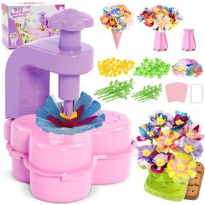 Fabric Flower Bouquets Toys  Mess-Free Flower Crafts for Kids & DIY Arts and Kid Crafts for Ages 3 4 5 6 7 8 9+, No Glue Needed, Fun Early Educational STEM Gift for Birthdays, Christmas, Holidays