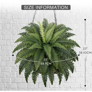 Fake Ferns - Set of 2 Faux Boston Ferns Large Artificial Plants, 40 Leaves per Bouquet, 35 Inches Large Artificial Ferns for Outdoors/Indoor Home, Office, Garden Decoration