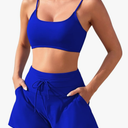 Pink Queen 2 Piece Bathing Suits for Women Adjustable Strap Top Drawstring High Waisted Bikini Shorts Swimsuit with Pockets Size S