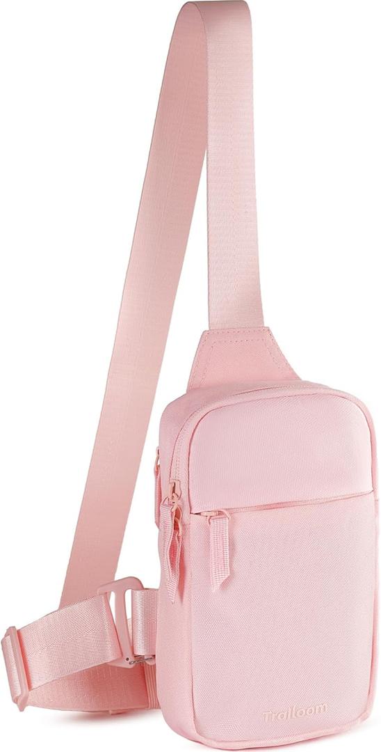 Mini Sling Bag Crossbody Fanny Pack Men & Women - Switchable Strap, RFID Blocking, Water-Repellent, Hidden Pocket (Pink)