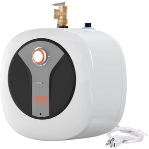 VEVOR Electric Mini-Tank Water Heater 4-Gallon Tank, 1440W Hot Water Boiler Storage, Safety Temperature Pressure Valve Easy Install, for Kichen Bathroom Restaurant, Shelf Wall Mounted (4gal Upgraded Panel)