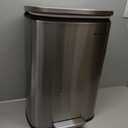 SONGMICS 13 Gallon (50 L) Trash Can, Stainless Steel Kitchen Garbage Can, Recycling or Waste Bin, Soft Close, Step-On Pedal, Removable Inner Bucket, Silver ULTB050E01